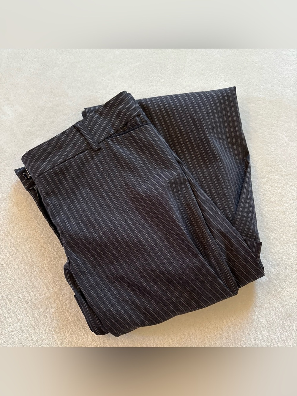 Y2K Forever 21 Pinstripe Low Rise Flare Work Pants Gray Black Small